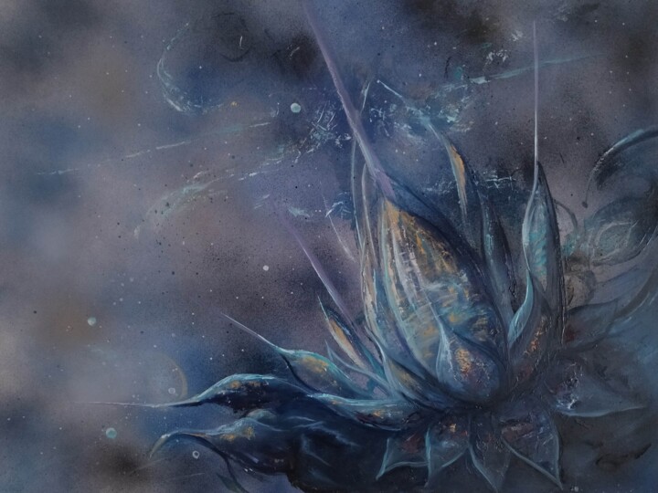 Lotus bleu 绘画, 19.7x25.6 in
