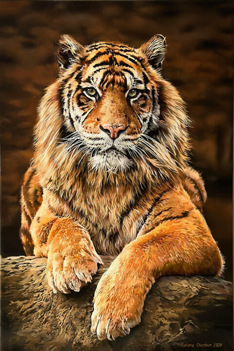 The Striped King of Beasts 绘画, 23.6x15.8 in