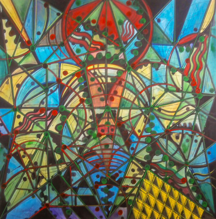 Abstrato cubista NOV-001 绘画, 39.4x39.4 in