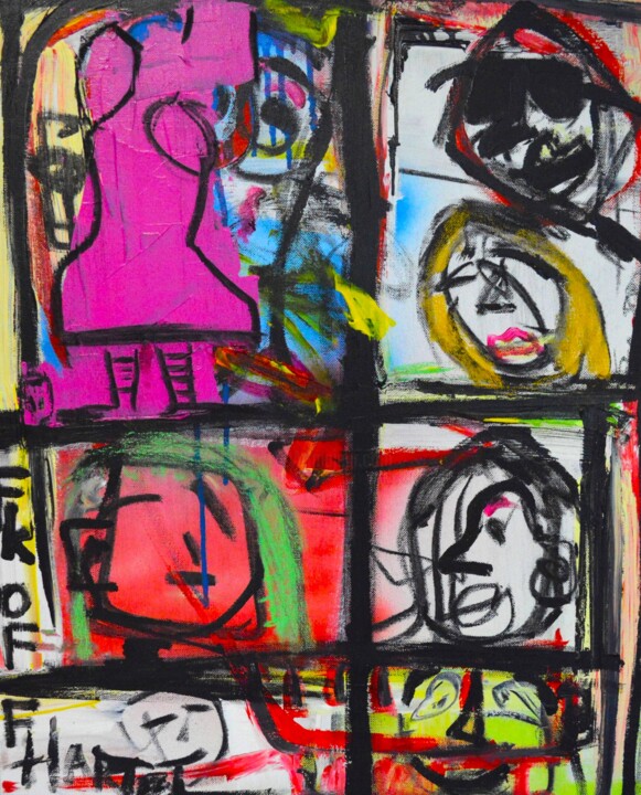 Painting titled "Fashion Windows" by Paul Hartel, Original Artwork, Acrylic Mounted on Wood Stretcher frame