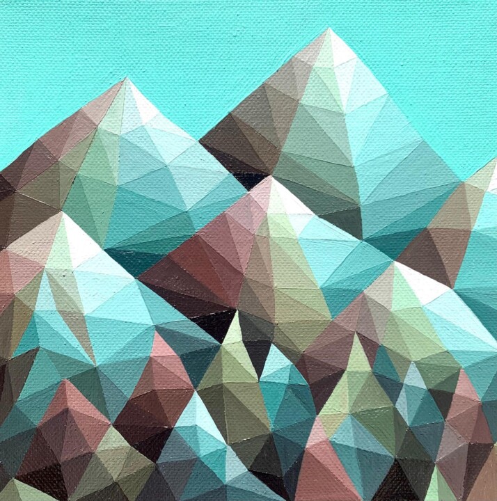 SNOWY EMERALD MOUNTAIN PEAKS Картина, 7,9x7,9 in