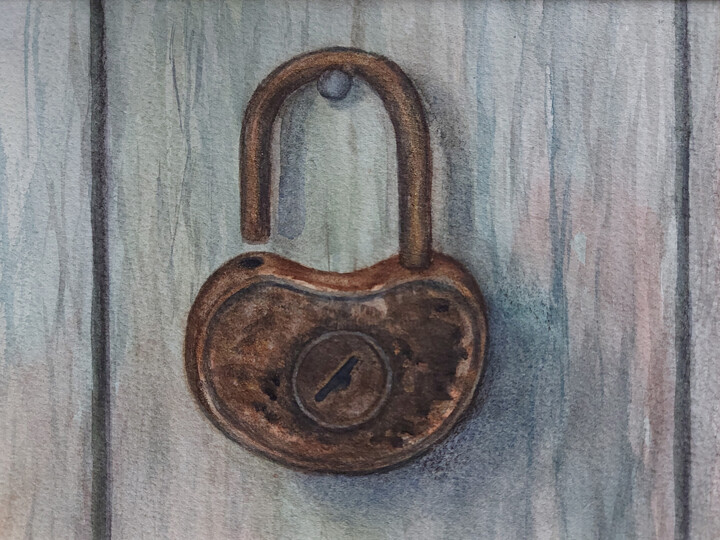 Old lock 绘画, 5.5x7.5 in