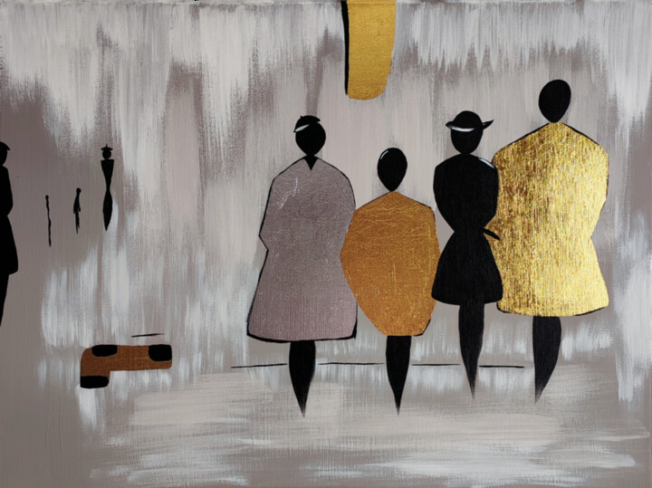 Painting titled "Men in Gold" by Loremar, Original Artwork, Acrylic