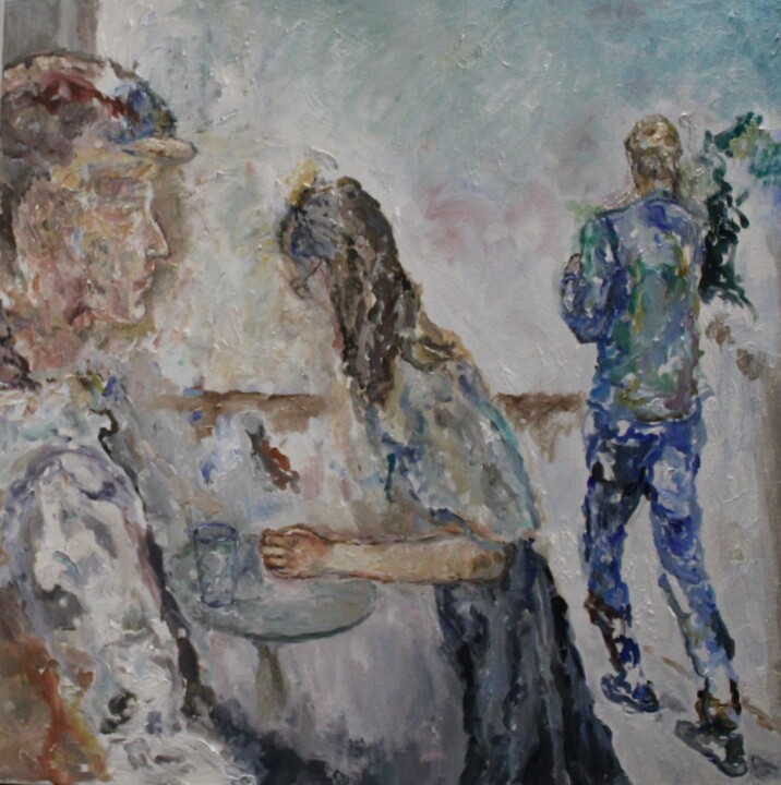 Painting titled "Contre courant" by Karen Finkelstein, Original Artwork, Oil