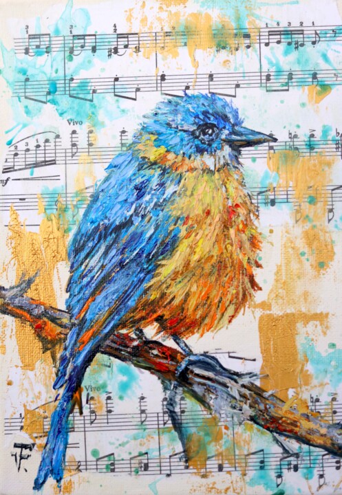 Blue Bird. 绘画, 9.5x7.1 in