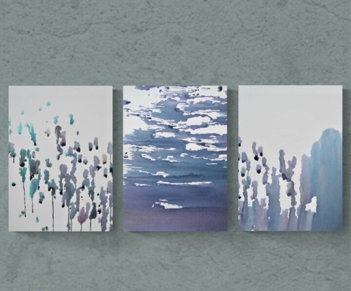 Récif (Triptyque) 绘画, 14x30 in