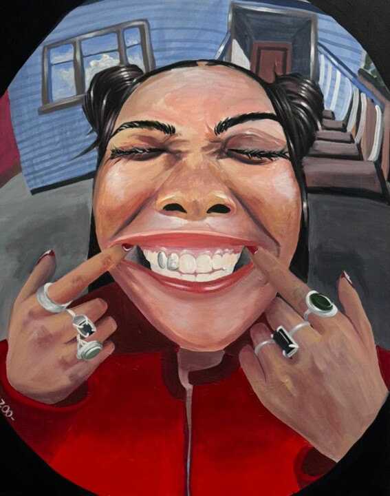 Fisheye smile - 绘画, 31.5x25.6 in