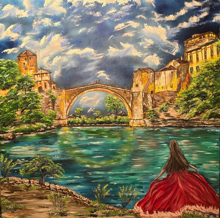 Mostar, Bosnia and Herzegovina 绘画, 30x30 in