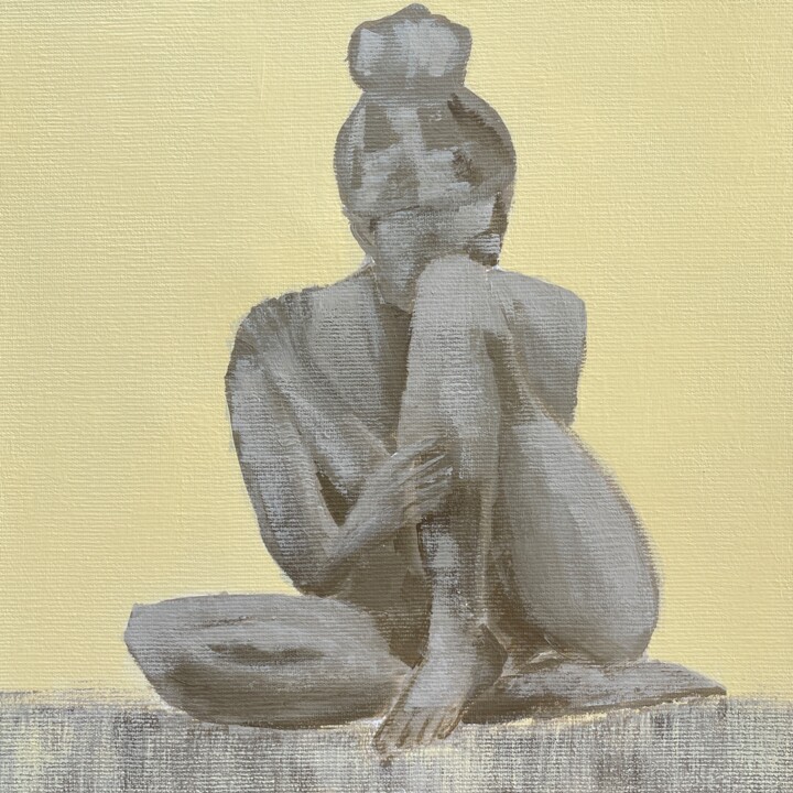 Figure of a woman on yellow 绘画, 9.8x9.8 in