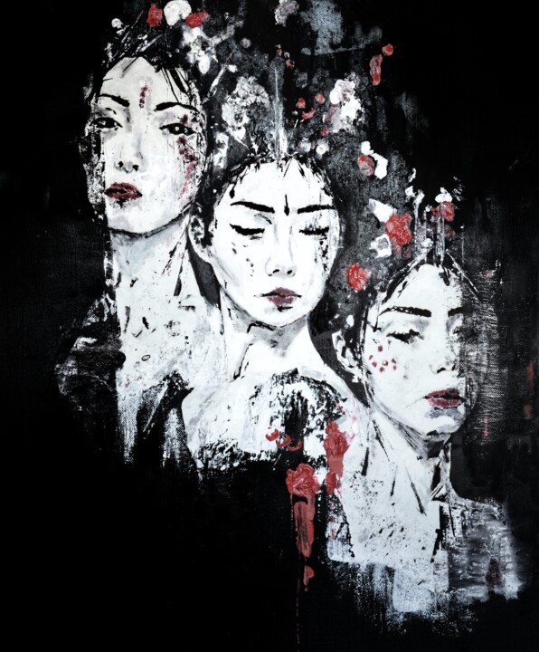 Painting titled "Tryptique - nicolas…" by Nicolas Couchet, Original Artwork, Oil