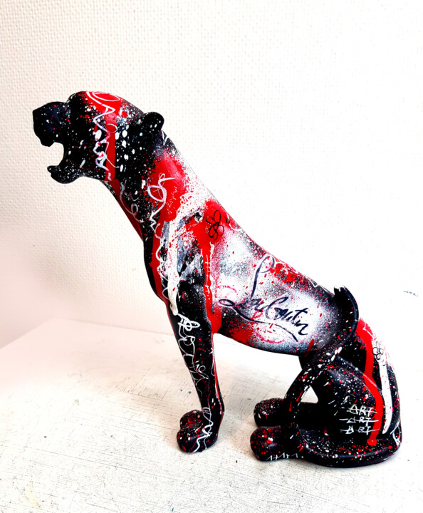 Sculpture Panthère Louboutin Pop Art Luxe Graffiti Unique 雕塑, 7.7x7.7 in