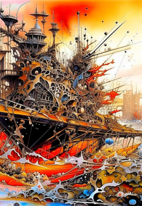 steampunk-inspired shipwreck 数字艺术