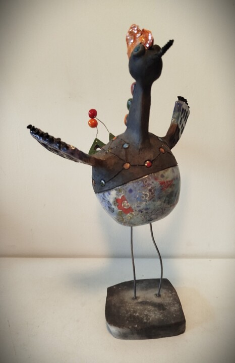 L'oiseau bleu aux ailes dentelées Sculptuur, 8,7x6,7 in