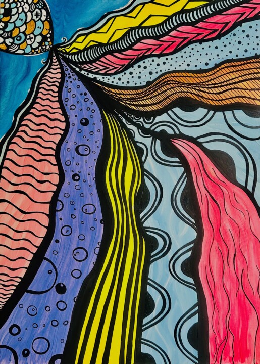 Funny fish 绘画, 35.4x25.6 in