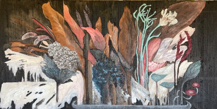 “Garden for the Soul” Modernus textured painting 70x140cm Painting, 27.6x55.1 in