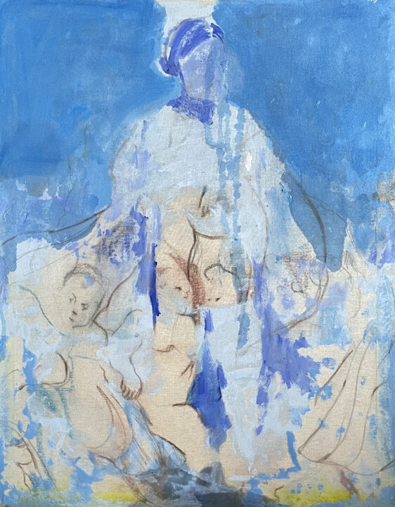 Blue Untitled 绘画, 35.4x27.6 in