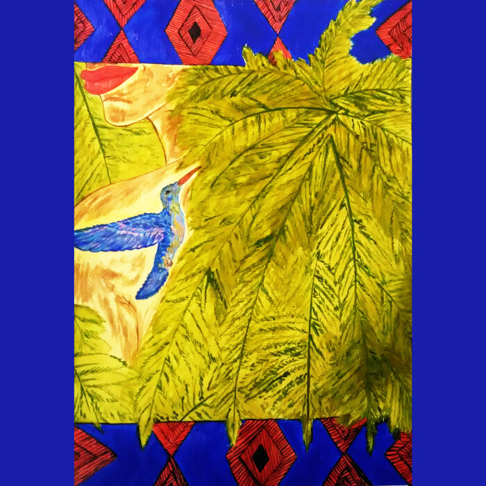 Selvagem beija flor 绘画, 7.9x5.9 in