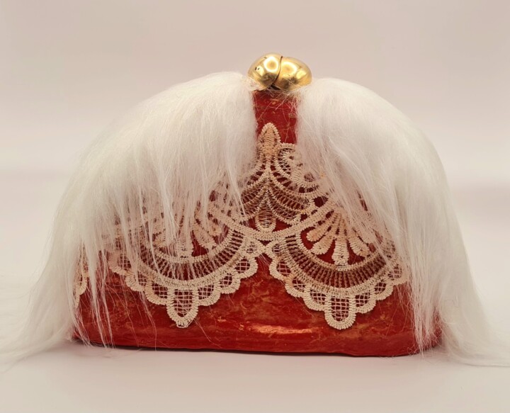 Fur clay bag Sculpture, 5.5x7.9 in