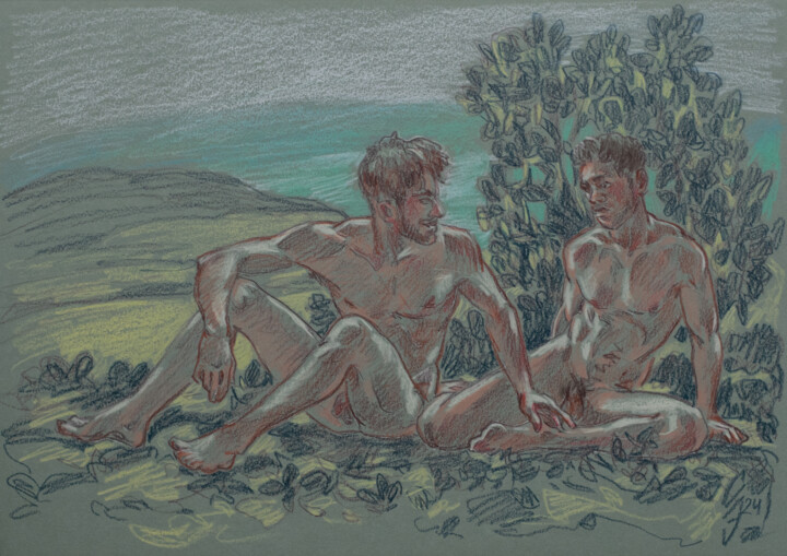 Dessin intitulée "Invitation" par Sergey Sovkov, Œuvre d'art originale, Conté