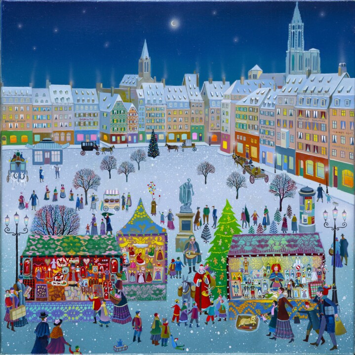 Peinture intitulée "CONTES D'HIVER" par Bernard Ambielle, Œuvre d'art originale, Huile Monté sur Châssis en bois