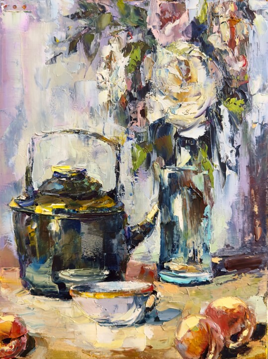 Peaches and Flowers: Harmony of the Morning 绘画, 15.8x11.8 in