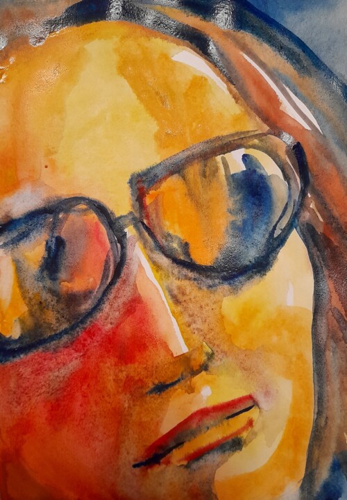 Girl in glasses 绘画, 11.7x7.9 in