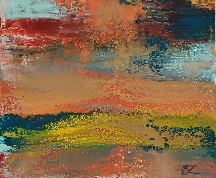Golden Triumph – Majestic Abstract Painting of Victory 绘画, 19.9x23.8 in