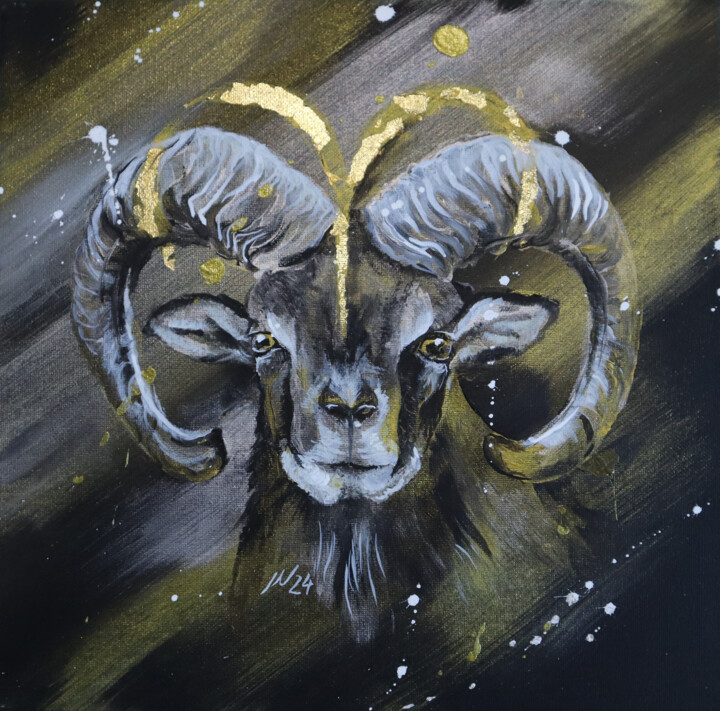 Painting titled "Widder - Sternzeic…" by Manuela Winteler, Original Artwork, Acrylic