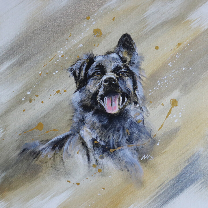 Painting titled "Schwarzer Liebling" by Manuela Winteler, Original Artwork, Acrylic