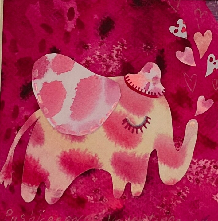 绘画 标题为“Elephant autumn 2024” 由Valentina Pushkareva, 原创艺术品, 拼贴