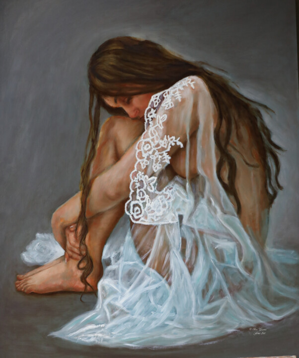 Painting titled "Beauty of the break…" by Petra Gruiters, Original Artwork, Oil Mounted on Wood Panel
