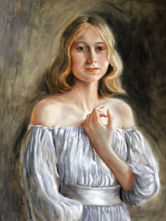 Painting titled "It was you" by Petra Gruiters, Original Artwork, Oil Mounted on Wood Panel