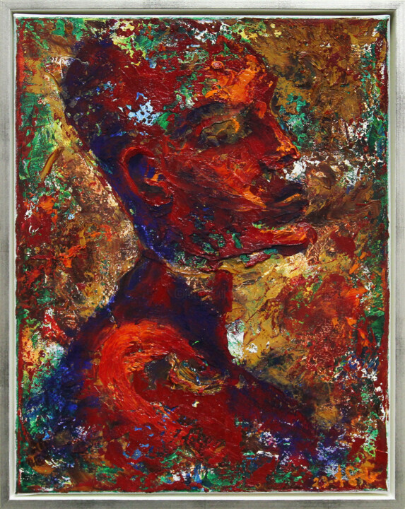 Der Vorfahre, gerahmtes Originalgemälde 绘画, 19.7x15.8 in