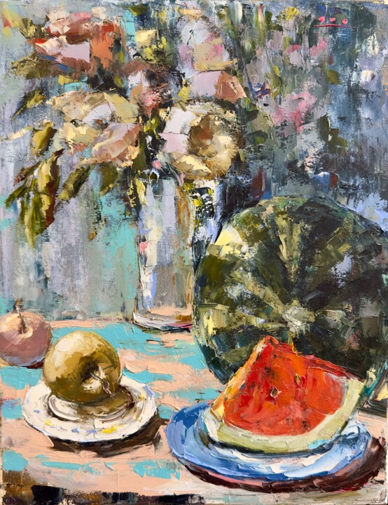 Summer Scents: Bright Still Life 绘画, 17.7x13.8 in