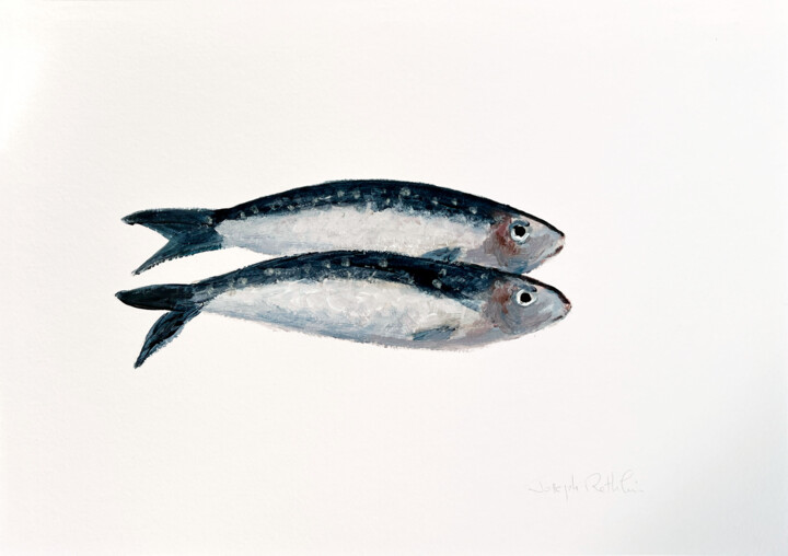 Deux sardines 绘画, 11.7x16.5 in