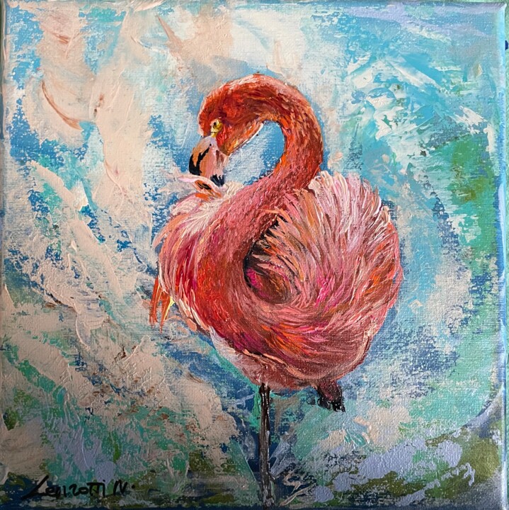 Flamand rose -1-20x20 -2024 绘画, 7.9x7.9 in