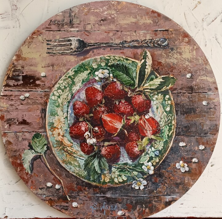 Strawberry dessert. 绘画, 19.7x19.7 in