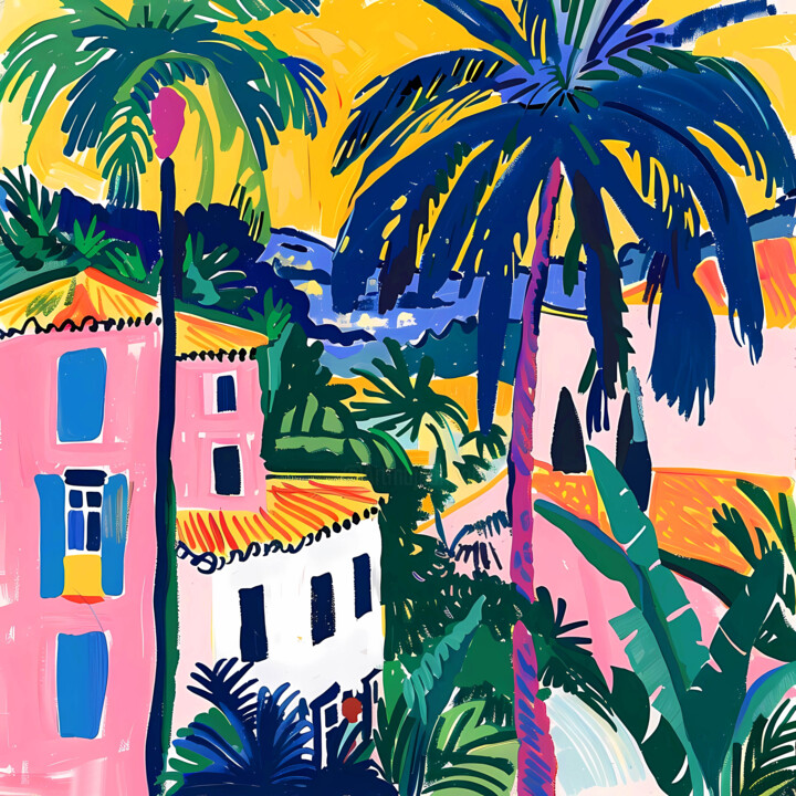 Sunny day in Los Angeles. Bright hanging large wall art Digitale Kunst, 39,4x39,4 in