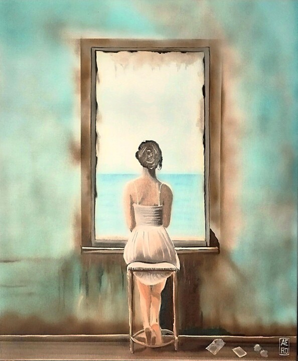 Peinture intitulée "Vue sur mer" par Aéro, Œuvre d'art originale, Acrylique Monté sur Châssis en bois