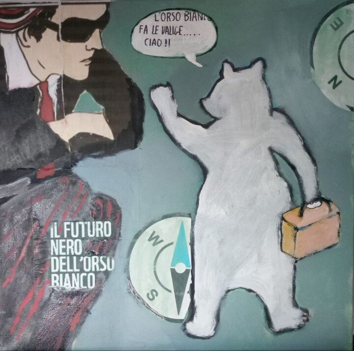 Peinture intitulée "l'orso ha fatto le…" par Luciana Mayer, Œuvre d'art originale, Collages