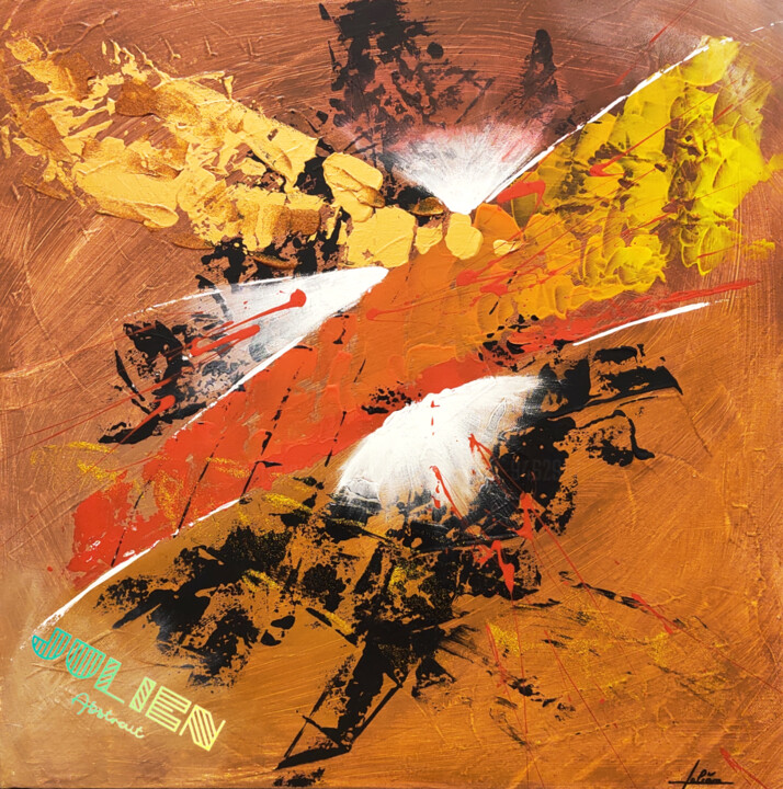 Guerrier . 绘画, 19.7x19.7 in