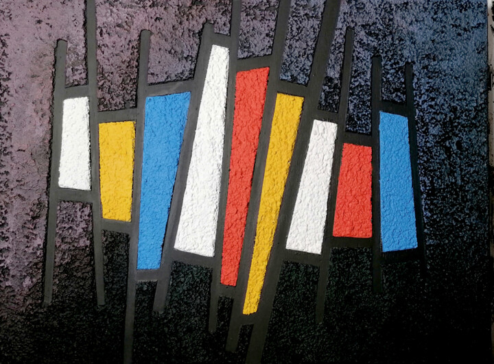 Painting titled "Astratto n.28" by Angelo Dottori, Original Artwork, Acrylic Mounted on Wood Stretcher frame
