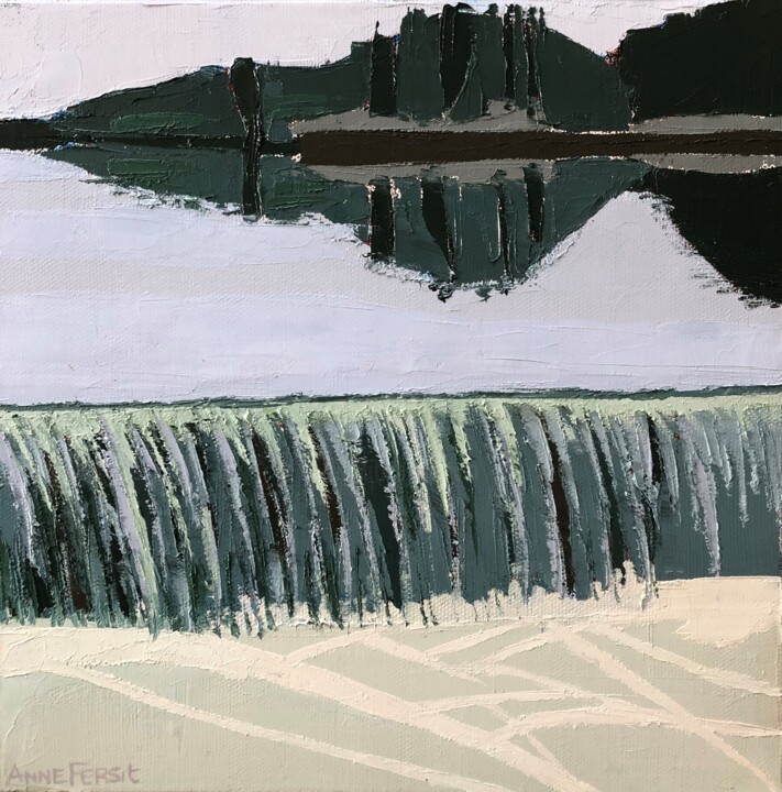Le barrage de Chatou 绘画, 11.8x11.8 in