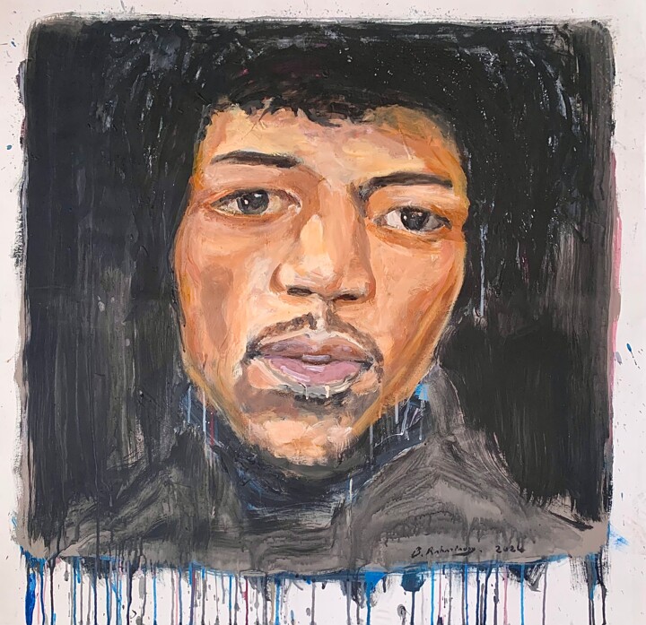 Jimi hendrix portrait Tablo, 39,4x39,4 in