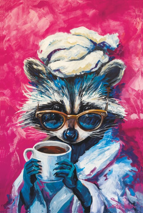 Good morning, raccoon! 绘画, 23.6x15.8 in