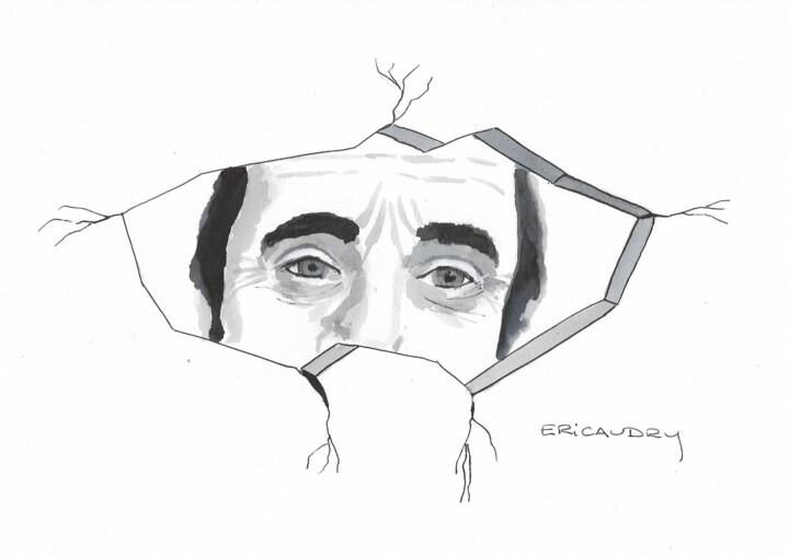 Dessin intitulée "Que regarde Charles…" par Eric Audry, Œuvre d'art originale, Encre Monté sur Carton