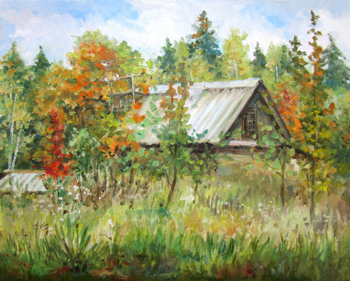 Дом лесника, сентябрь Schilderij, 9,5x11,8 in