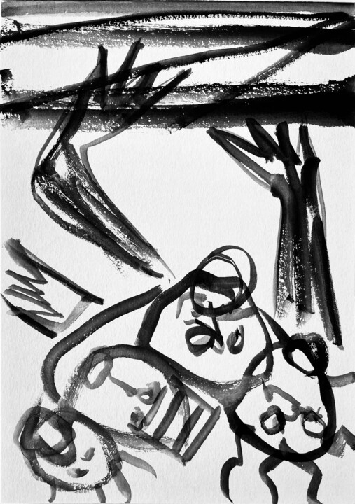 Agony (XI) 绘画, 8.3x5.8 in