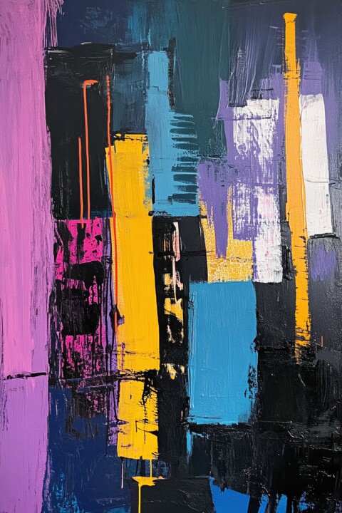 Digital Arts titled "Urban Skyline Abstr…" by Julia Lilla, Original Artwork, AI generated image