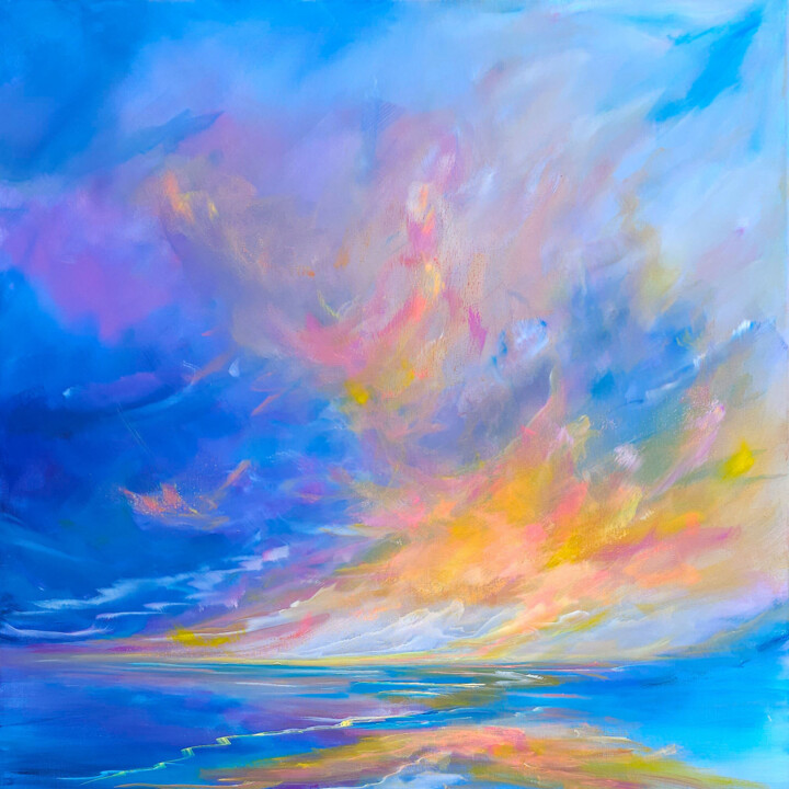 Malerei mit dem Titel "Sky Dreams" von Sophia Kühn, Original-Kunstwerk, Acryl Auf Keilrahmen aus Holz montiert